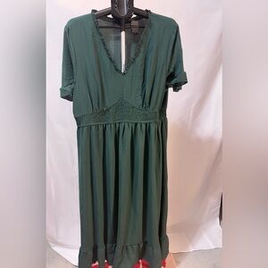 Chic Forest Green Midi Dress